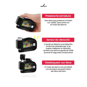 Candado De Alarma Antirrobo Para Freno De Disco De Moto miniatura 2